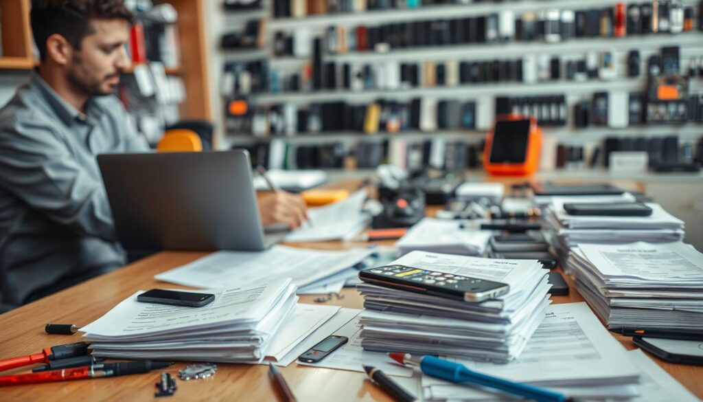 gestão financeira de negócio de manutenção de celulares